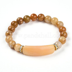 Bracelets extensibles de perles de jade topaze naturelle&nbsp;BJEW-T022-04M