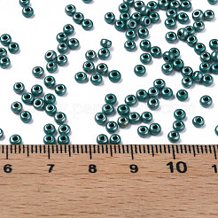 8/0 チェコ不透明ガラスシードビーズ  光沢のある  ラウンド  ティール  3x2mm  穴：1mm  約500 G /袋&nbsp;SEED-N004-003A-31