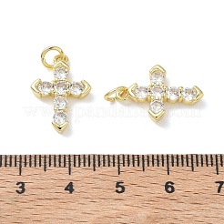 Ciondoli in ottone con micro pavé di zirconi cubici trasparenti&nbsp;KK-T085-18B-G