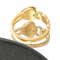 Кольцо из нержавеющей стали 304 с текстурированным сердцем для женщин&nbsp;RJEW-L126-14B-G