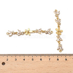 Ciondoli connettore in ottone con pavé di zirconi cubici trasparenti&nbsp;X-KK-Z139-12G-03