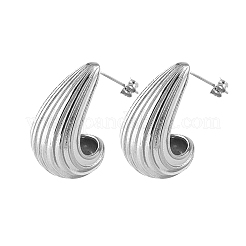 Серьги-гвоздики из нержавеющей стали с текстурой в виде капли&nbsp;PU5820-2