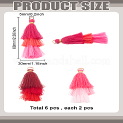 6 шт. 3-х цветная хлопковая кисточка большая подвеска украшение&nbsp;FIND-LP0003-03
