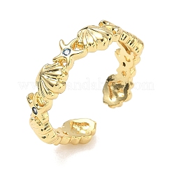 Offene Manschettenringe aus 304er Edelstahl mit Zirkonia für Damen&nbsp;RJEW-Z122-02G-06