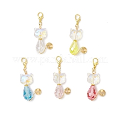 Подвесные украшения из гальванического стекла&nbsp;HJEW-JM03599-01