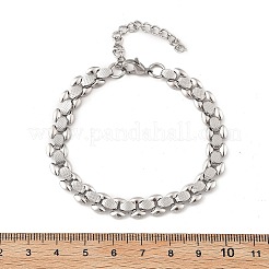 女性用304ステンレススチールオーバルリンクブレスレット  ステンレス鋼色  7-1/4x1/4インチ（18.4x0.8cm）&nbsp;BJEW-F488-19P
