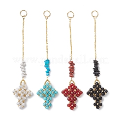 Decorazioni pendenti con perline di vetro a croce&nbsp;HJEW-MZ00402