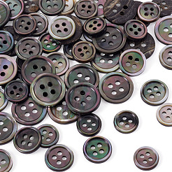 60 шт. 3 стиля натуральных черных пуговиц-ракушек для губ BUTT-TA0001-25