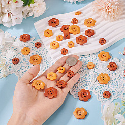 90 шт. 6 стиля деревянных пуговиц-цветочков с 2 отверстиями&nbsp;BUTT-TA0001-39