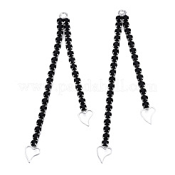 Цепочка из латуни с гальваническим покрытием и стразами с большими подвесками в виде сердца&nbsp;KK-N216-419-02P