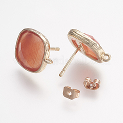 Латунные серьги-гвоздики из циркония ZIRC-G123-02G-B