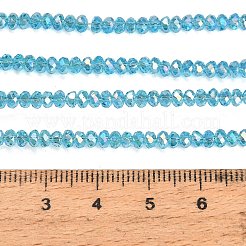電気メッキガラスビーズセット  ロンデル  多面カット  ディープスカイブルー  3.5~4x2.5~3mm  穴：0.8mm  約148個/連  15.35''（39センチメートル）&nbsp;GL-CBAA615-02H