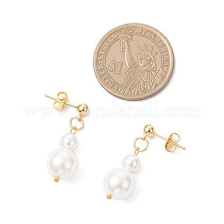 Комплекты из круглых бусин и серег-гвоздиков из ракушечного жемчуга для женщин SJEW-JS01349