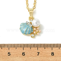 Collares con colgante de animal marino de aleación esmaltada para playa de verano&nbsp;NJEW-JN06635
