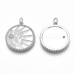 Латунные микропаве прозрачные подвески с фианитом&nbsp;KK-S356-008P-NF