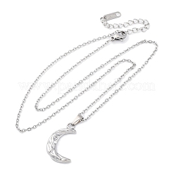 Текстура луны 304 нержавеющая сталь кулон ожерелья&nbsp;NJEW-H059-13P