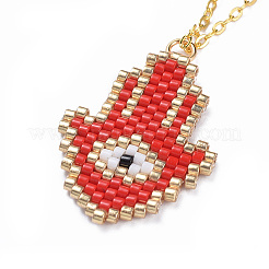 (Vente d'usine de fêtes de bijoux) colliers pendentifs en perles de rocaille japonaises faites à la main&nbsp;NJEW-JN02436-04