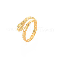 Ионное покрытие (ip) 304 нержавеющая сталь змея обертывание открытое кольцо манжета для женщин RJEW-S405-218G