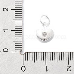 925スターリングシルバーキュービックジルコニアペンダント  ハートチャーム  丸カン付き  925銀メッキ  9.5x8x3mm&nbsp;STER-Q001-03S-01
