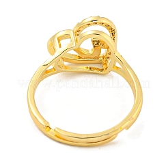 Anillos ajustables de circonita cúbica micro pavé de latón chapado en forma de corazón con letras para mujer&nbsp;RJEW-I105-06G-U