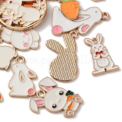 Подвески в виде кроликов из эмали из сплава&nbsp;ENAM-B039-02G