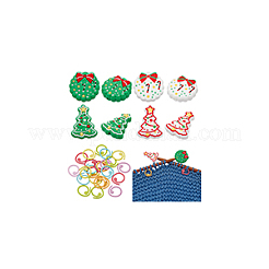 32 шт. 12 стиля пищевые экологически чистые силиконовые бусины с окрашенными в духовке цинковыми сплавами кольца-маркеры для вязания SIL-BC0001-08B