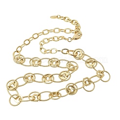 Цепочка из латуни с текстурированными звеньями.&nbsp;NJEW-L013-06G