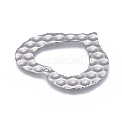 変色しない304ステンレススチール中空ペンダント  テクスチャ  ハート  ステンレス鋼色  33x37.5x1mm  穴：1.2mm&nbsp;STAS-F249-06P