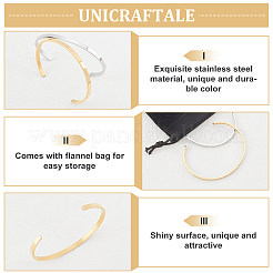 2шт. 2-х цветные браслеты-манжеты из нержавеющей стали 304&nbsp;BJEW-UN0001-26