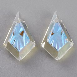 エンボスガラスラインストーンペンダント  多面カット  凧  クリスタルのきらめき  19x12x5.5mm  穴：1.2mm&nbsp;GLAA-J101-01B-001SI