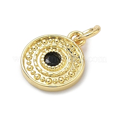 Латунные плоские круглые подвески с микропаве из кубических цирконий&nbsp;KK-C156-24G