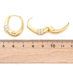 Овальные серьги-кольца из латуни с микропаве из прозрачных кубических цирконий&nbsp;EJEW-G425-03G