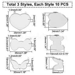 30 шт. 3 стиля кабошонов из нержавеющей стали 304 STAS-UN0024-11