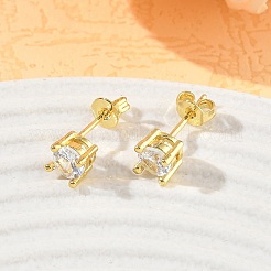 Orecchini a lobo in ottone con pavé di zirconi cubici singoli&nbsp;KK-CBA98BA-20G
