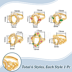 6 шт. 6 стиля стойка покрытие латунь микро паве кубический цирконий регулируемые кольца компоненты KK-UN0003-42