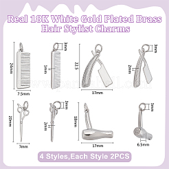 8 шт. 4 латунных подвески в стиле стрижки&nbsp;KK-ME0001-46