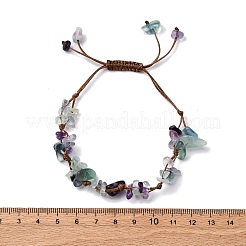 Braccialetti di perline intrecciate in fluorite naturale regolabili per le donne&nbsp;BJEW-U035-02I