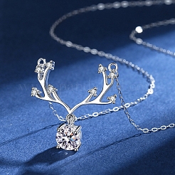 Антикоррозийное родиевое покрытие 925 пробы из серебра [925] пробы с микропаве прозрачных кубических цирконий кабельные цепочки ожерелья AJEW-U007-02P