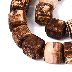 天然樹皮瑪瑙ビーズの連  キューブ  9~11x9~11x9~11mm  穴：0.6~1mm  約36個/連  13.98~14.76インチ（35.5~37.5cm）&nbsp;G-Q606-82