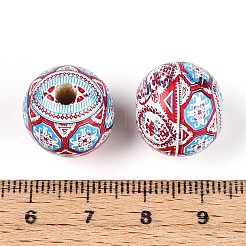 Бусины из дерева схима в богемном стиле с принтом&nbsp;WOOD-T032-31F