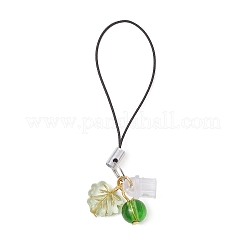 Брелки для мобильных телефонов с подвесками в виде листьев из стекла и акрила&nbsp;HJEW-JM03341