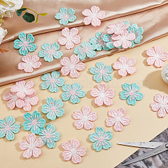 60 Stück 2 Farben Blumen-Polyester-Ornament-Zubehör&nbsp;DIY-HS0002-28