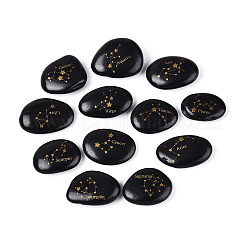 12 шт. образец натурального черного камня с изображением созвездий&nbsp;G-N360-01