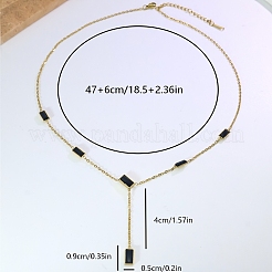 Halsketten aus Edelstahl und schwarzem&nbsp;LS-UV0910