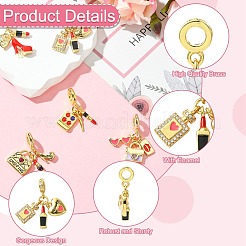 5 шт. 5 стиля женские эмалевые латунные европейские подвески-шармы&nbsp;KK-CJ0003-91