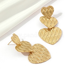 201 серьги-гвоздики в форме сердца из нержавеющей стали EJEW-D084-16G