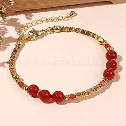 Браслеты из бусин натурального сердолика и синтетического немагнитного гематита для женщин&nbsp;YQ4931