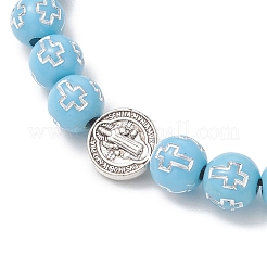 Плетеные браслеты из акриловых и сплавных бусин&nbsp;BJEW-JB13095