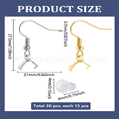 30 шт. 2-х цветные крючки для сережек из нержавеющей стали 304&nbsp;STAS-LP0001-97