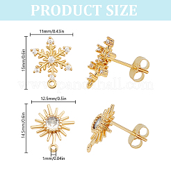 20 шт. фурнитура для сережек-гвоздиков из латуни с кубическим цирконием KK-DR0001-22